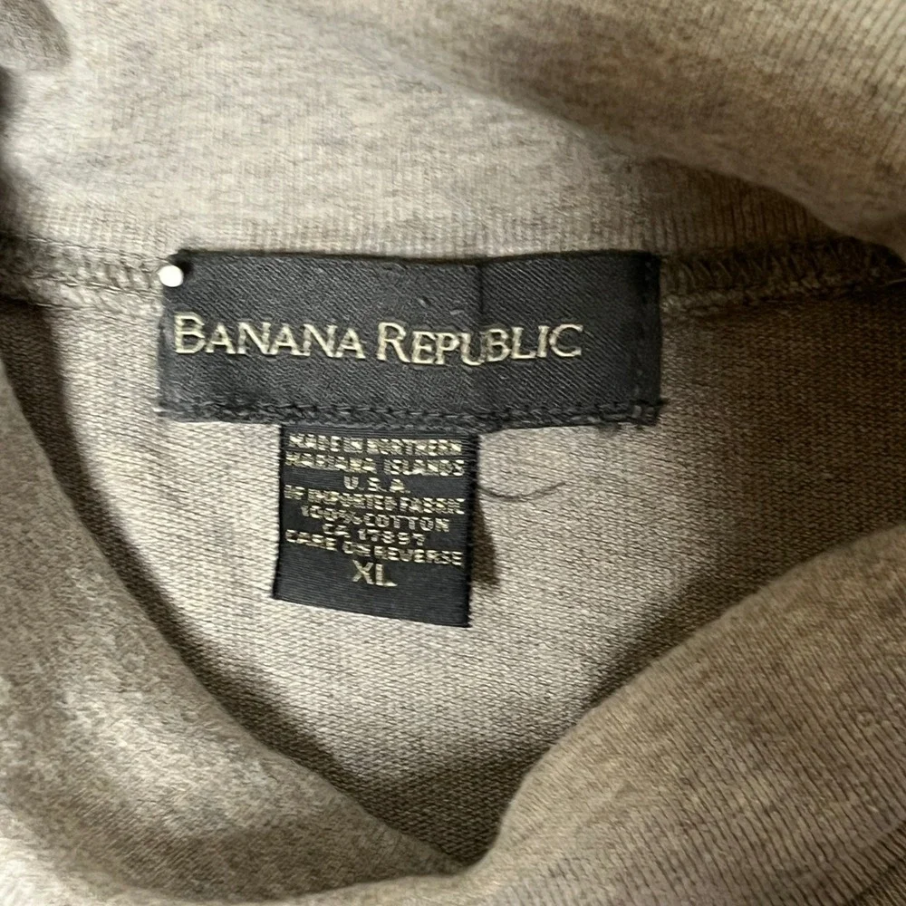 Vintage Banana Republic Mens‎ XL Gray Cotton Mock Turtleneck Shirt Heavy